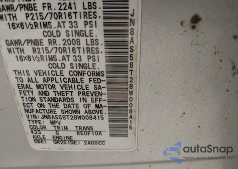 2008 Nissan Rogue S z USA, uszkodzony, nr VIN JN8AS58T28W008415